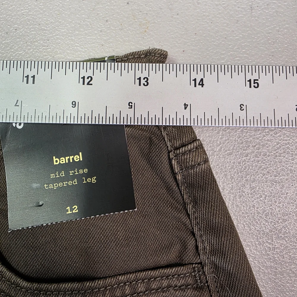 Art Class Pants Youth Brown Barrel Mid Rise Tapered Leg Stretch Casual Pant Sz12
